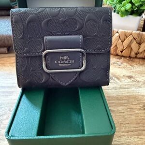 Coach Embossed Navy Leather Wallet